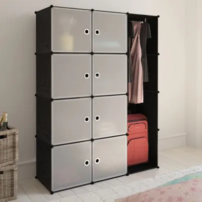Zdjęcie produktu dla vidaXL Szafka modułowa z 9 przegrodami 37×115×150 cm Czarno-biała
