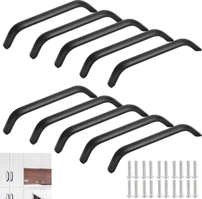Produktbild von 10 Stück moderne schwarze Schubladengriffe, Küchenmöbelgriffe aus rostfreier Aluminiumlegierung, inklusive 20 Schrauben für Schranktüren und Möbel