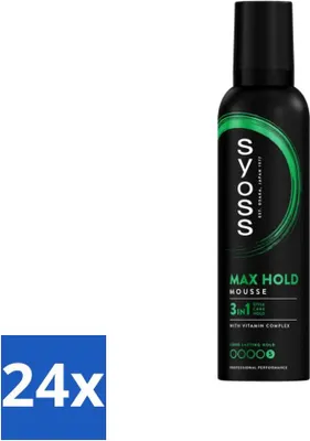 Imagen del producto de Syoss - Max Hold - Espuma para el cabello - Fijación ultra fuerte - 250 ml - Paquete económico - 24 unidades