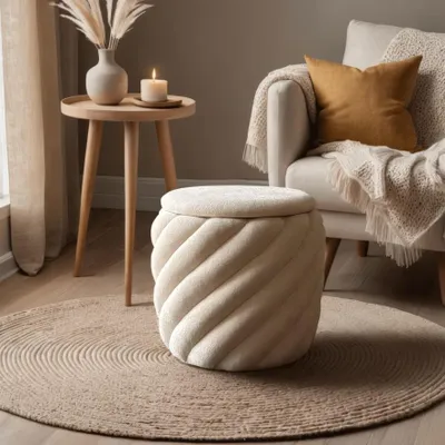 Produktbild von Polsterhocker NOEL mit Stauraum Beige
