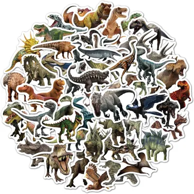 Imagen del producto de Pegatinas de dinosaurios del Jurásico para niños - Pegatinas para manualidades - Set de 50 unidades