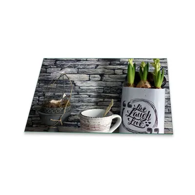 Produktbild von Herdabdeckplatte Glaskeramik 80x52 Mit Spruch Weiß Abdeckung Glas Spritzschutz Deko