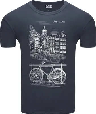Zdjęcie produktu dla Diarbo koszulka męska z nadrukiem miłośnika rowerów Amsterdam rower ciemnoszary rozmiar S