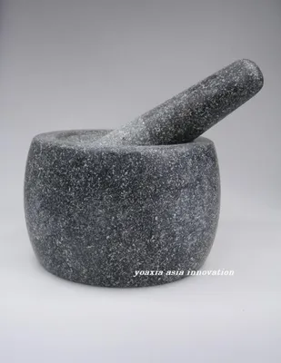 Produktbild von Stein Mörser mit Stößel [ Ø 14cm Höhe 10cm ] Gewürzmörser / Steinmörser