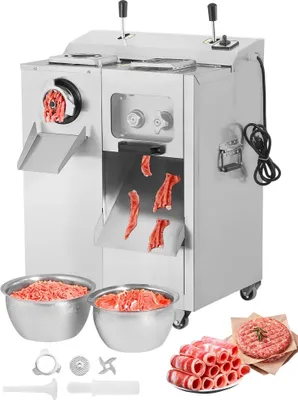 Obrázok produktu pre Komerčný elektrický mlynček na mäso - kapacita 6,35 kg/min - 5 mm plnička klobás - vysokokvalitné spracovanie mäsa