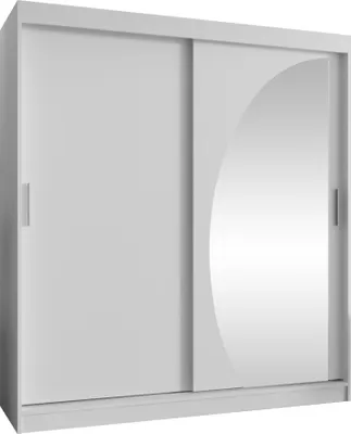 Produktbild von MIRJAN24 Kleiderschrank Wika 180, Schwebetürenschrank mit zwei Kleiderstangen, Garderobe (Farbe: Weiß, Größe: 180 cm, ohne Schubladen)