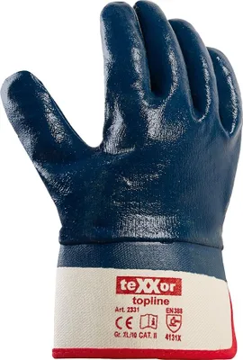 Produktbild von teXXor® topline Nitril-Handschuhe STULPE 9, beige/blau