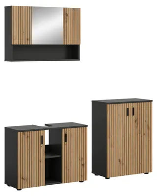 Produktbild von Badkombination Mone 1 | 3-teilig | Basalt grau / Artisan Oak