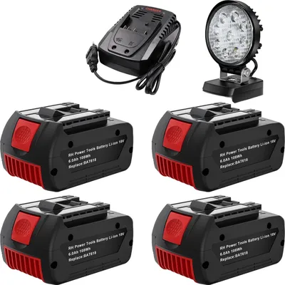 Obrázek produktu pro Náhradní baterie Bosch 18V, kapacita 6000mAh, rychlonabíječka 4A, sada 4 ks