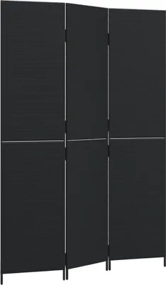 Produktbild von vidaXL Paravent 3-tlg. Schwarz Poly Rattan
