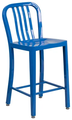 Hochlehner mit Lattenrückseite, Metall, Blau, 121,92 x 60,96 x 43,18 cm