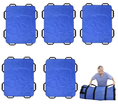 Produktbild von 5er Set Multifunktionale Patienten-Transfermatte, 120x100cm, mit 8 verstärkten Griffen, belastbar bis 180 kg, waschbare Umlagerungshilfe