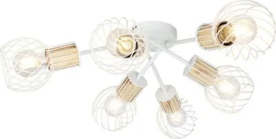 Immagine prodotto di Globo Lighting Lampada da soffitto Metallo bianco, Metallo effetto legno chiaro, Metallo bianco, ø: 700 mm, H: 240 mm, escl. 6x E27 40W 230V