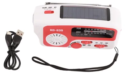 Produktbild von RD639 Solarradio Notfall-Handy-Ladegerät Handkurbel AM FM mit LED-Taschenlampe