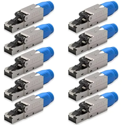 Produktbild von NEXMEX 10x Netzwerkstecker Cat 8 CAT8.1 RJ45 Stecker Werkzeuglos Metall 40Gbps