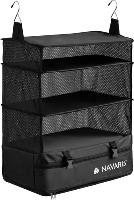 Produktbild von Navaris Koffer Organizer hängend - Compression Packing Cubes - Packwürfel - Kofferorganizer Packtaschen Koffer - Rucksack Organizer - Schwarz