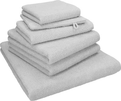 Produktbild von Betz 6-tlg. Handtuch-Set BERLIN 1 Liegetuch 2 Handtücher 1 Gästetuch 1 Seiftuch 1 Waschhandschuh 100% Baumwolle – Farbe: silber grau