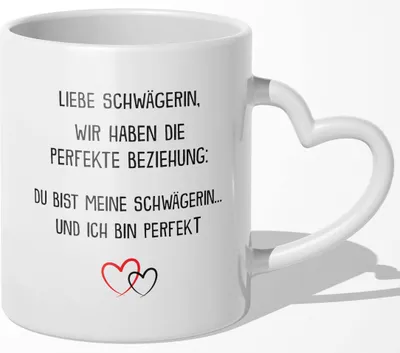 Produktbild von 22Feels Schwägerin Geschenk Hochzeit Idee Frauen Tasse Weihnachten Geburtstag Haferl Kaffeetasse Beste Familie (Herzhenkel Weiss)