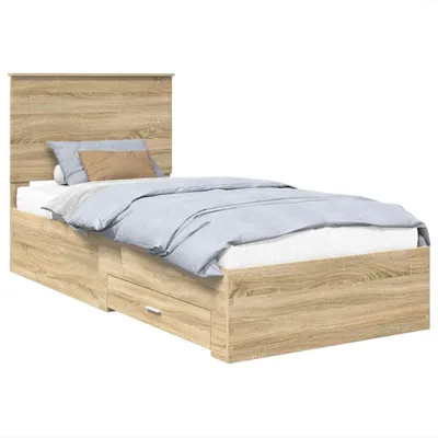 Immagine prodotto di vidaXL Struttura letto con testiera in rovere Sonoma 100 x 200 cm Materiale a base di legno