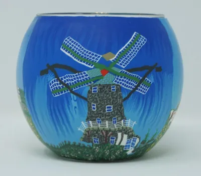 Produktbild von Leuchtglas Windmühle und Leuchtturm Teelicht Windlicht Kerzenhalter Teelichthalter
