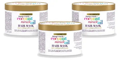 Produktbild von 3 x OGX Coconut Miracle Oil Haarmasker - für geschädigtes Haar - 300 ml - Vorteilspackung - 3 Stücke