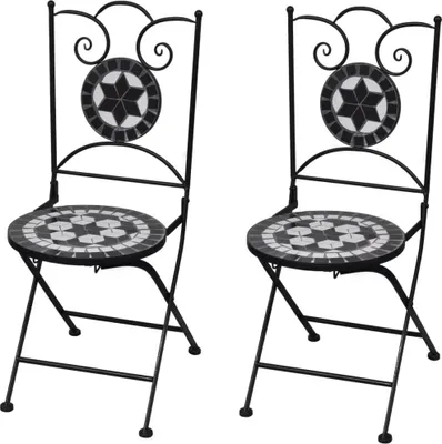 Image de Chaises pliables de bistro 2 pcs Céramique Noir et blanc