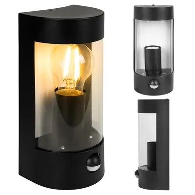 Produktbild von XUDO Außenwandleuchte E27 IP44 mit Bewegungsmelder Schwarz Edelstahl, Wandleuchte Außen Sensor, Gartenbeleuchtung Fassadenlampe