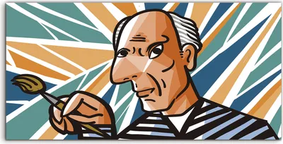 Produktbild von Coloray Spritzschutz aus Glas 120x60  Wandkunst Küchenrückwand Foto groß Picasso Stil Malerei Cartoon