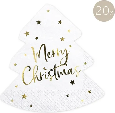 Obrázok produktu pre Servítky v tvare stromčeka Merry Christmas