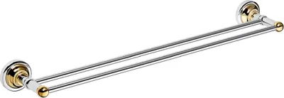 Produktbild von BETRO GOLD Doppelhandtuchhalter Messing Gold Chrom 665x65x120 mm für Bad & WC >> zum Bohren