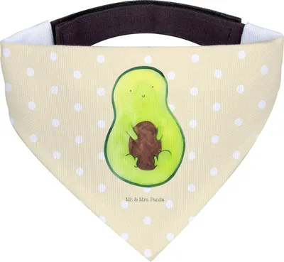 Produktbild von Mr. & Mrs. Panda Bandana Avocado Kern - Gelb Pastell - Geschenk, Lächeln, Halstuch für Hund, Dreieckstuch, Hundehalstuch, Spruch Leben, Avokado, Hunde, Pflanze