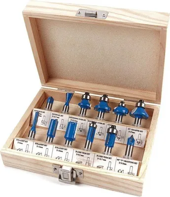 Produktbild von 12-teiliges Schaftfräser-Set für Oberfräsen mit 8 mm Schaft aus HM-Widia