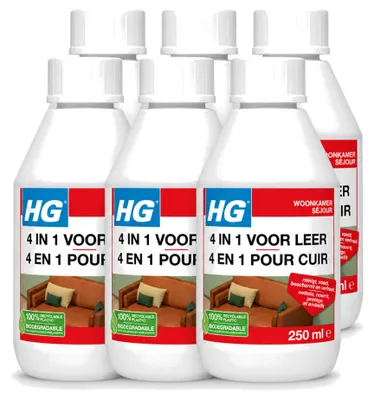 Produktbild von 6 x HG 4-in-1 Lederpflege - Reinigt, pflegt und schützt - 250 ml - Vorteilspackung - 6 Stücke