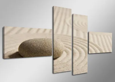 Produktbild von 6522 Zen Stein Sand Leinwandbild 4-teilig 160x70 cm
