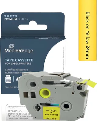 Produktbild von MediaRange Schriftbandka. Brother TZ-651/TZe-651 24mm 8m sw