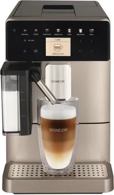 Image de Machine à Expresso Automatique Sencor SES 9350CH, Écran LCD Couleur, 19 Bars, Système EasyLatte, Broyeur Acier Inoxydable