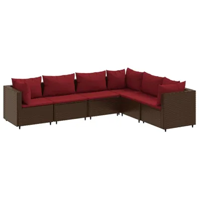Produktbild von 6-tlg. Garten-Lounge-Set mit Kissen Braun Poly Rattan