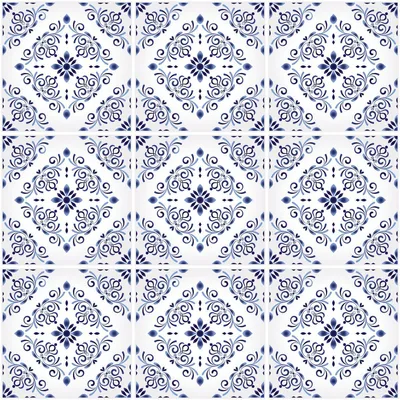 Image de Autocollants imitation carrelage pour la cuisine et la salle de bains – 9 autocollants imitation carrelage de Delft (15 x 15 cm)