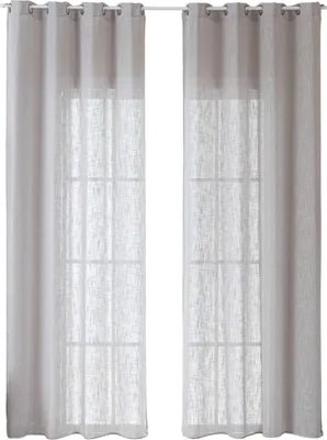 Produktbild von 2er Set Gardinen Ösen Grobfaser »Seoul« HxB 245x140 cm Grau Ösen Linenlook-Struktur Uni Halbransparent Blickdicht 2024110-2