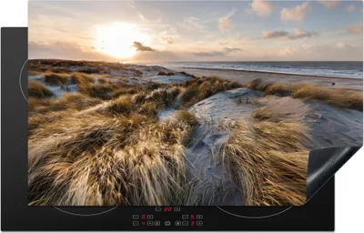 Produktbild von KitchenYeah© Herdabdeckplatte Strand - Meer - Scheveningen - Niederlande , 85x52cm, Küche Deko, Glaskeramikkochfeld Herdabdeckung, Abdeckplatte fùr Kochfeld