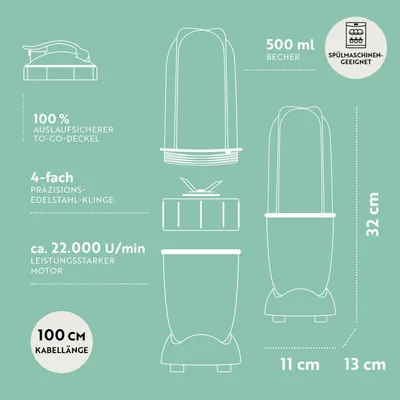 Productafbeelding van GOURMETmaxx Mr. Magic Power 400 Pro met accessoire set M - Voor shakes, smoothies en meer.