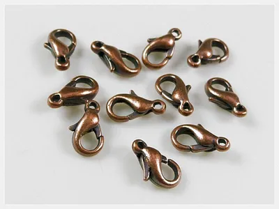 Produktbild von Vintageparts Karabinerverschluss antik kupferfarben 12mm 12 Stück