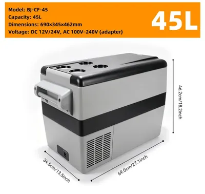 Produktbild von Tragbare Auto Kühlbox - Kompressor Kühl- und Gefrierschrank 45L - 12/24V DC - 110–240V AC - Camping Kühltruhe - Mini Reisekühler