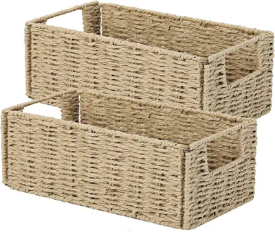 Produktbild von Omgoods – Faltbarer Aufbewahrungskorb aus Wasserhyazinthenpapier – 30x15x12 cm für Badezimmer und Wohnzimmer