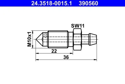 Produktbild von ATE Entlüftungsschraube 24.3518-0015.1 36,0mm