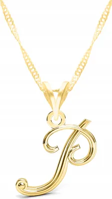 Image de Collier en or avec lettre initiale P, argent 925