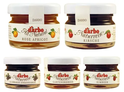 Image de assortiment de confitures darbo Pur Nature 5 sortes 60 mini-pots à 28g
