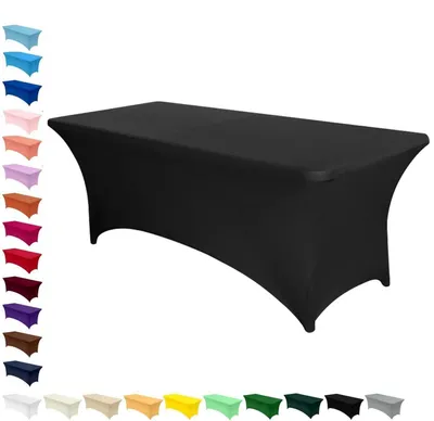 Zdjęcie produktu dla Elastyczna, prostokątna obrus z lycry, nadająca się do prania, nie gniotąca się, wymiary: 183 x 76 x 76 cm, kolor: czarny