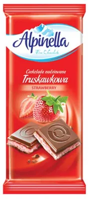 Zdjęcie produktu dla Czekolada Alpinella Nadziewana Truskawkowa 100G