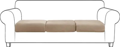 Produktbild von Topchances Samt Sofa Sitzkissenbezug, Elastischer Couch-Kissenbezug 3 Stück Sofakissen Schonbezug Sofasitzbezug Sofa Husse (Hellbraun,3 Sitzer)